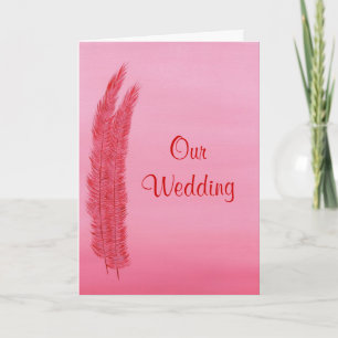 Penas Rosa Vermelhas Cards de Convites de Casament