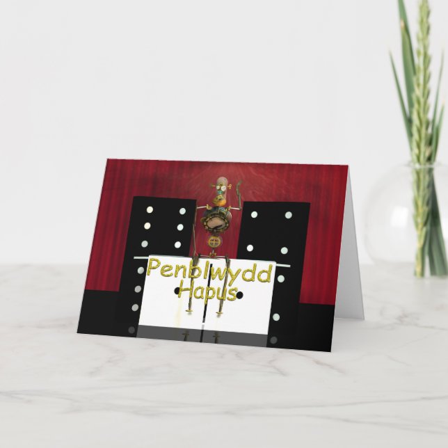 Penblwydd Hapus, cartão do bilíngue do feliz (Frente)