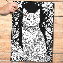 Pencil Art Cat 1 Papel de Decoupage