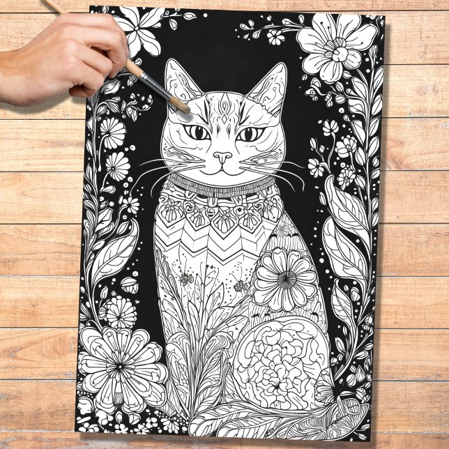 Pencil Art Cat 1 Papel de Decoupage (Criador carregado)