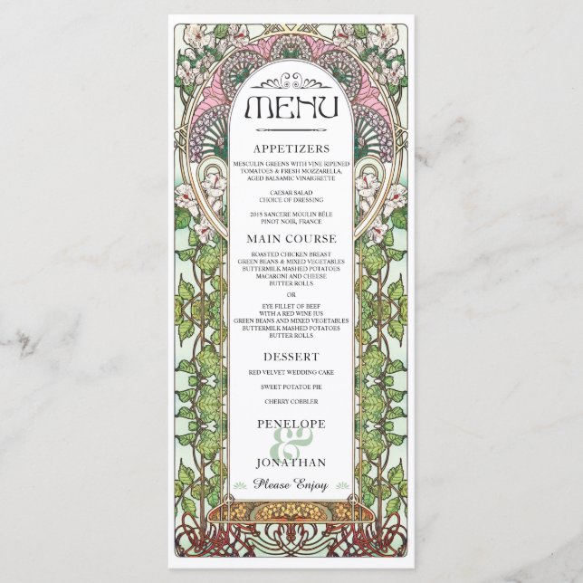 PENELOPE 01 A - Menu de Comida de casamento 1 (Frente)