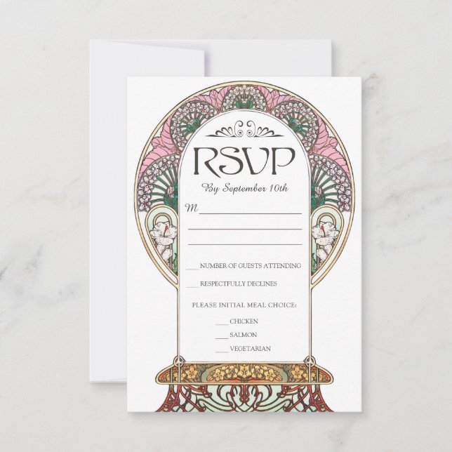 PENELOPE 01 A - RSVP Card 1 - Art Nouveau colorido (Frente)