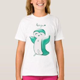 Pengu Happy Penguin (Green) Kids T-Shirt