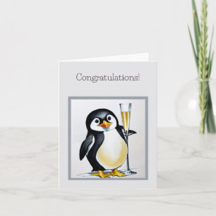 Penguin Cheers Engraçado e Cartão de Parabéns Boni