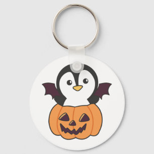 Penguin Halloween Pumpkin Bat Costume Chaveiro