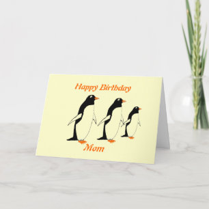 Penguins - Cartão de Aniversário Mãe