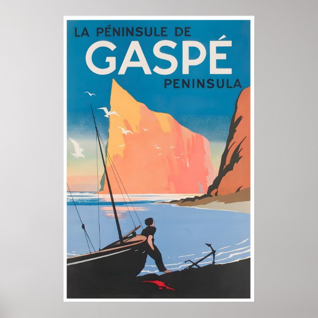 Península de Gaspé Arte Quebec Poster de Viagem Ca (Frente)