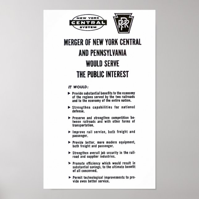 Penn Central Railroad Fusion 1968 Poster (Frente)