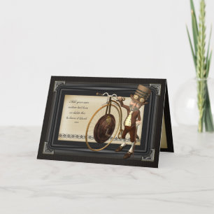 Penny Farthing Steampunk - Cartão de Saudações