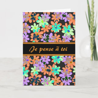 Pensamento francês de você cartão da flor com