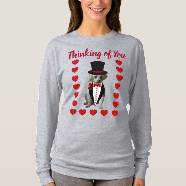 Pensando em sua camiseta Cinza Vermelha (Frente)