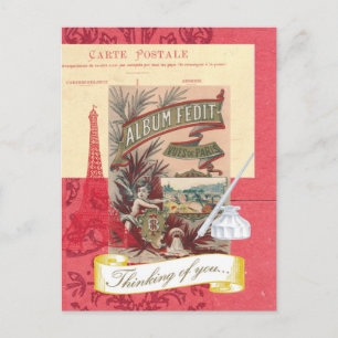 Pensando em Você Cartão Postal Colagem Parisiense