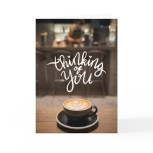 Pensando em Você no Café – Cartão de Arte Latte co