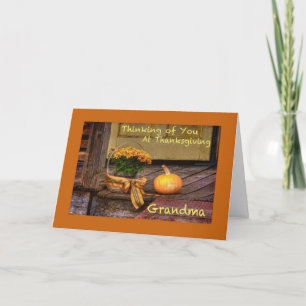 Pensando em você no Cartão Vovó de Ação de Graças