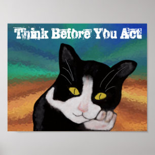 Pense antes de agir como Poster motivacional