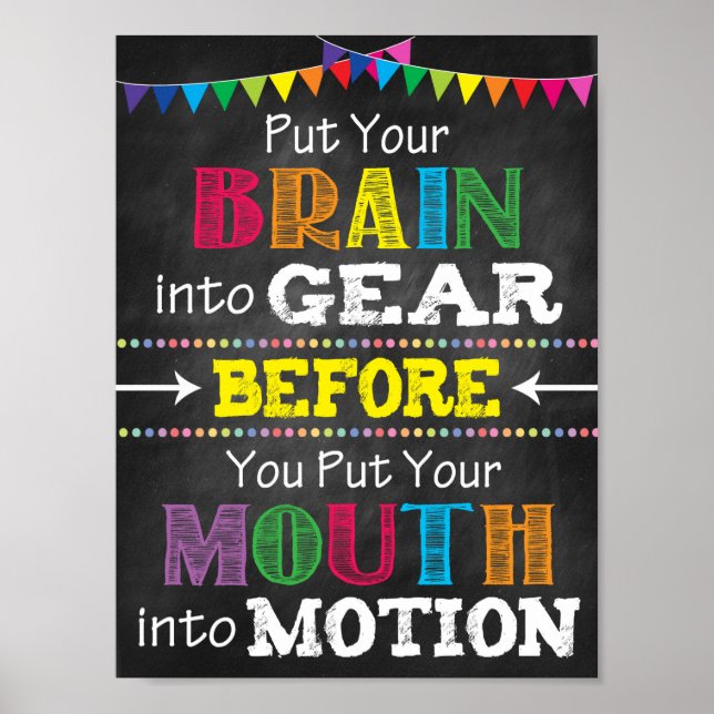 Pense antes de falar sobre o Poster imprimível (Frente)