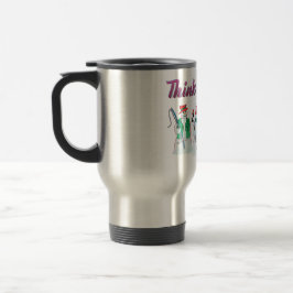 Pense bonecos de neve do primavera com caneca de