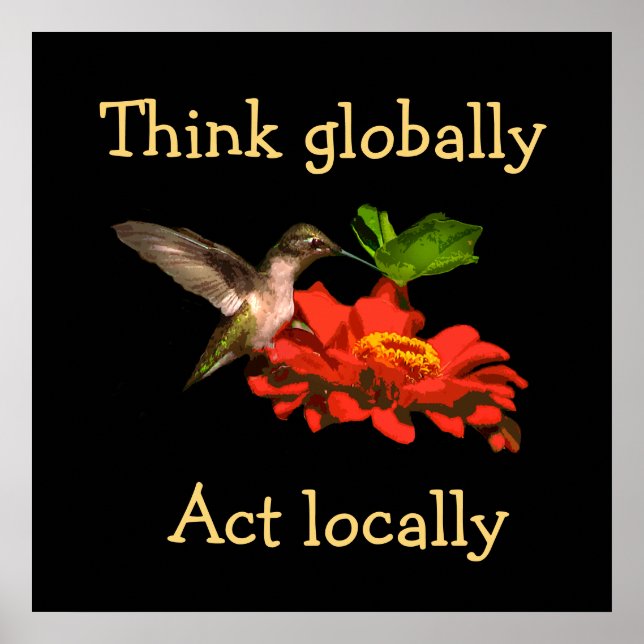 Pense em global Act Localmente Hummingbird Poster (Frente)