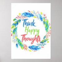 Pense em pensamentos felizes, poster de coroa colo