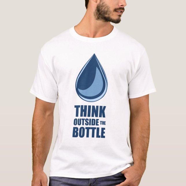 Pense fora da garrafa - o t-shirt branco dos (Frente)