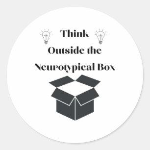 Pense Fora Do Autocolante De Caixa Neurotípico