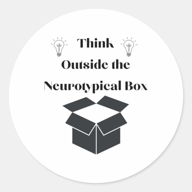 Pense Fora Do Autocolante De Caixa Neurotípico (Frente)