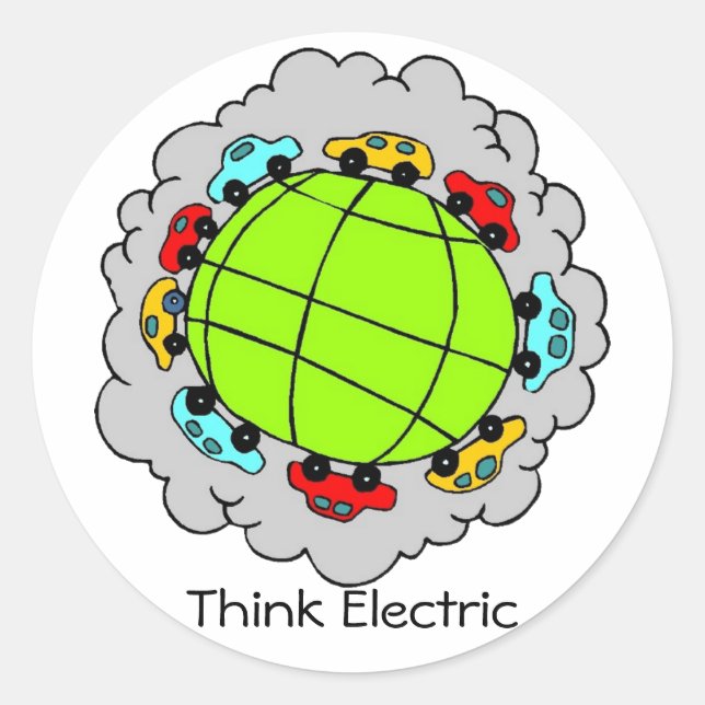 Pense no adesivo de carros elétricos (Frente)