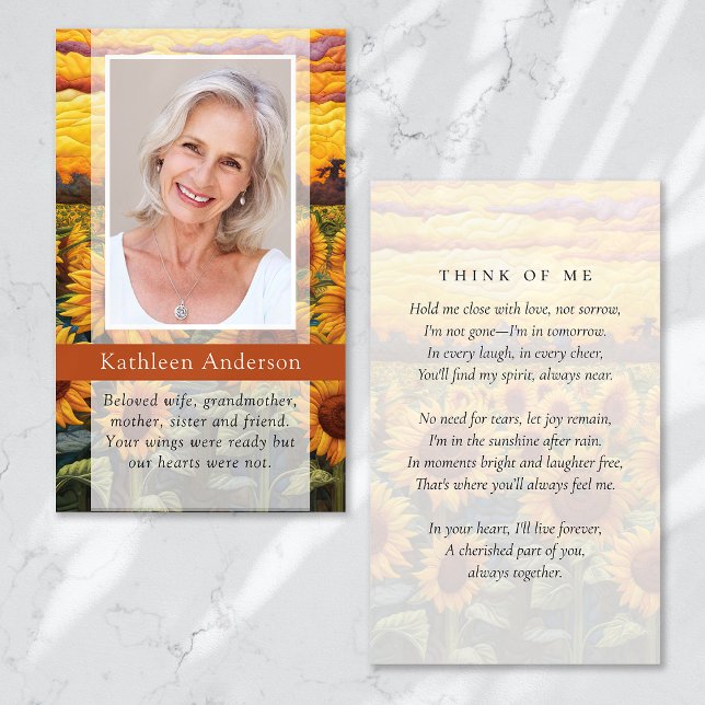 Pense no meu cartão Memorial de Girassóis Encerrad (Criador carregado)