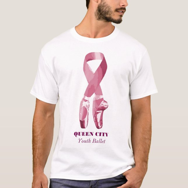 Pense o t-shirt cor-de-rosa de QCYB (Frente)