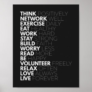 Pense Positivamente Poster motivacional