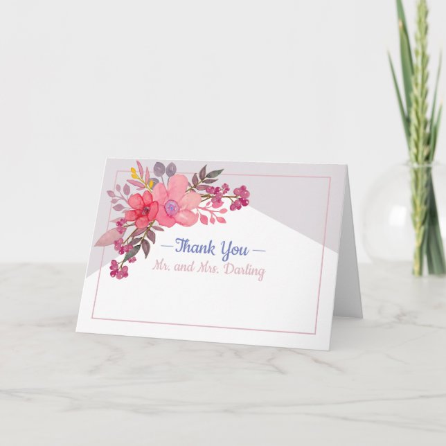 Pense rosa empoeirados com cartão cinzento (Frente)