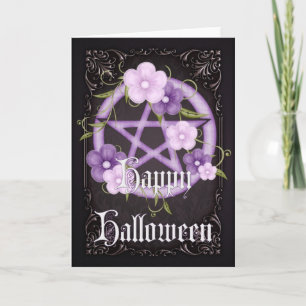 Pentagram 5 Wicca Feliz Cartão de Voto de Hallowee