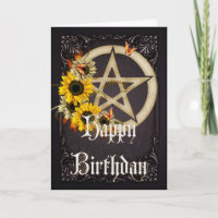 Pentagram 7 Wicca Feliz Cartão de Aniversário