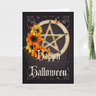 Pentagram 7 Wicca Feliz Cartão de Saudação de Hall