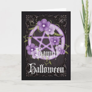 Pentagrama 4 Wicca Feliz Cartão de Saudação de Hal