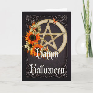 Pentagrama 6 Wicca Feliz Cartão de Saudação de Hal