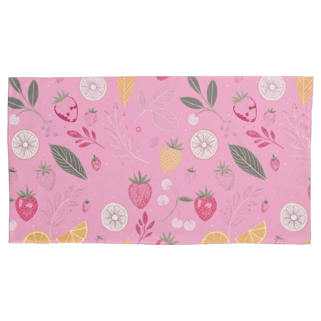 Penteado de Morango Rosa & Floral King Size (Frente)