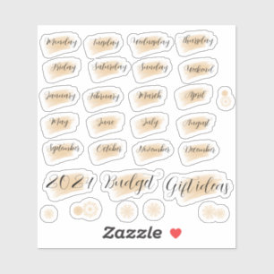 Pentes adesivos laranja de dias e meses do planeja