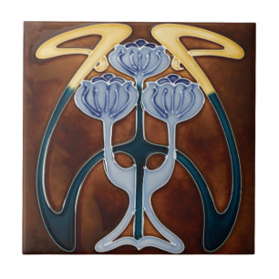 Peões Azulejos de cerâmica Flores azuis claras