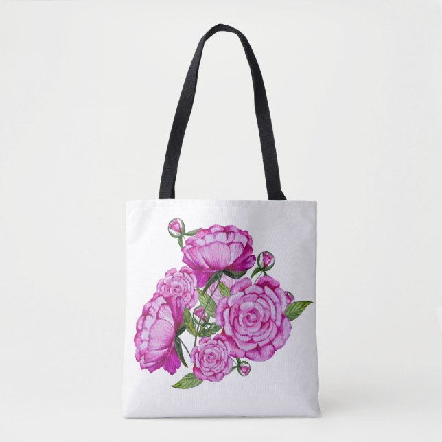 Peões cor-de-água rosa tote saco (Frente)