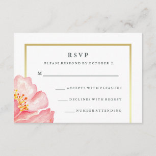 Peônia cor-de-rosa bonito da aguarela em RSVP