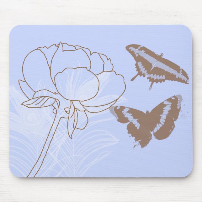Peônia e borboletas Mousepad (Frente)
