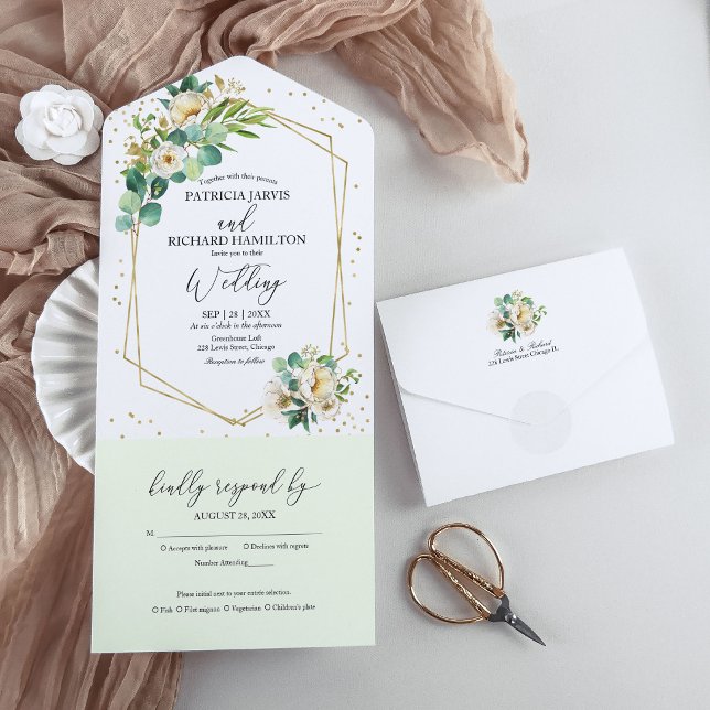 Peônia Eucalipto Floral Geométrico Casamento (Criador carregado)