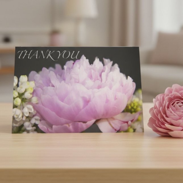 Peônia Rosa Agradecimento Floral Botânico Elegante (Criador carregado)