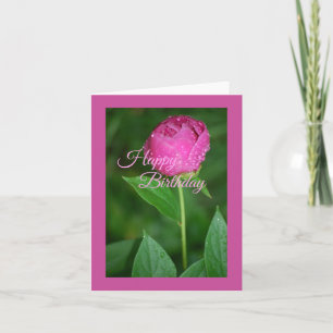 Peônia Rosa - Cartão de Feliz Aniversário