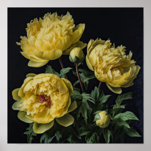 Peônias amarelas Impressão de arte floral