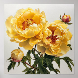 Peônias amarelas Impressão de arte floral