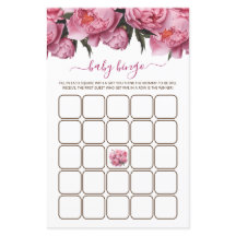 Peônias cor-de-rosa Bingo de Chá de fraldas de Aqu