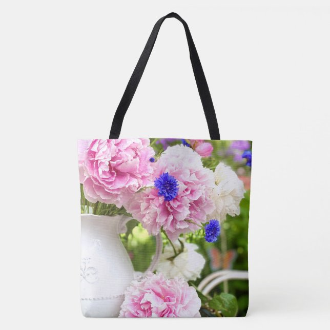 Peônias cor-de-rosa Grande Tote Bag (Frente)