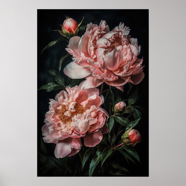 Peônias cor-de-rosa Impressão (Frente)